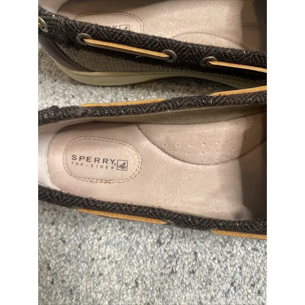 Sperry Top-Sider Women's Angelfish Boat Shoes Sz 8M Plaid Leather Comfort Preppy